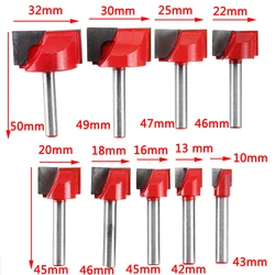 Vástago de 6mm para limpieza inferior de superficies, fresadora de madera, cortador CNC, cuchillo de grabado, broca de enrutador, herramientas de carpintería, 10-32mm