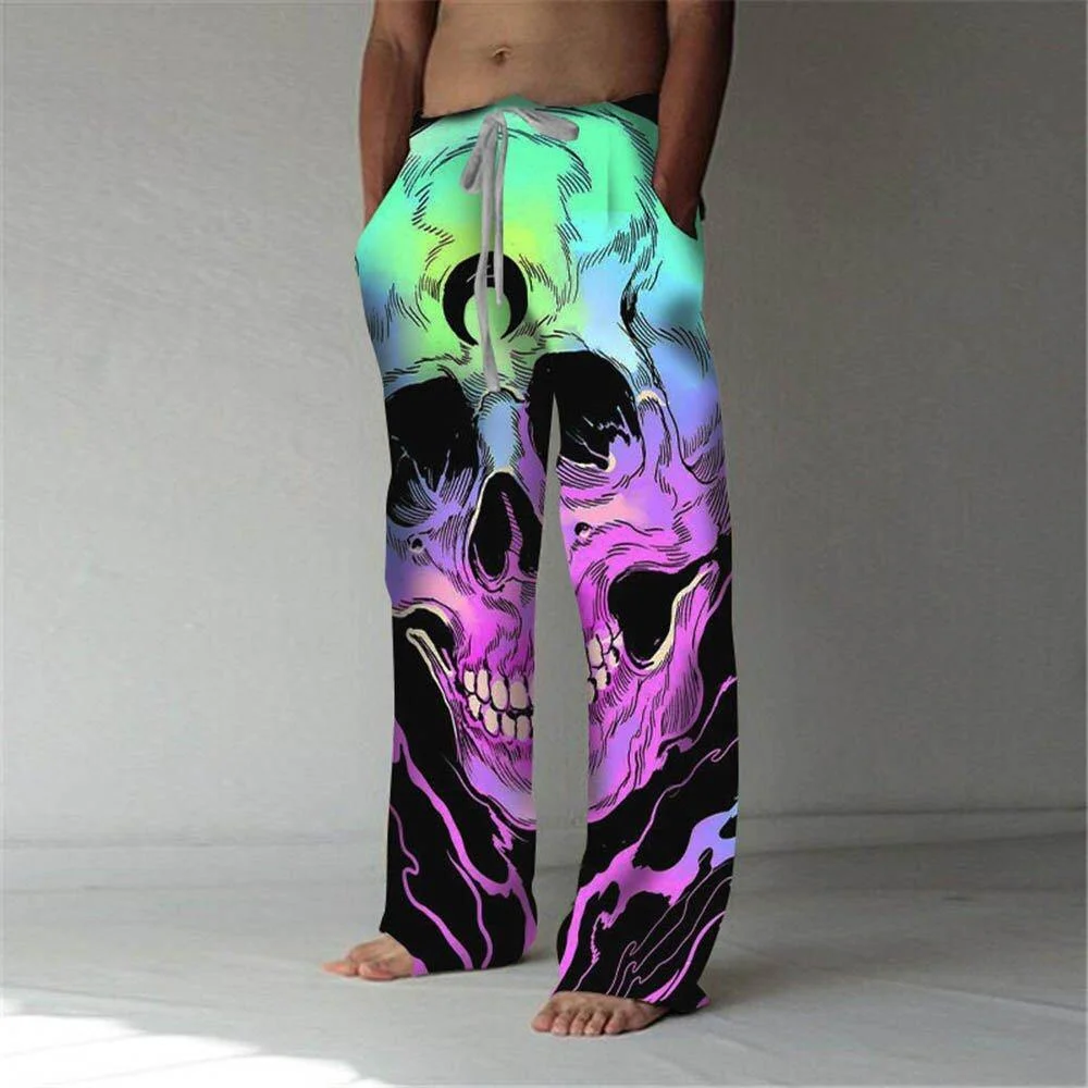 Skull Space Panting Summer 3D All Over Printed Wide Leg Pants Casual Streetwear Joggers Women Men Clothing US Size Dropship