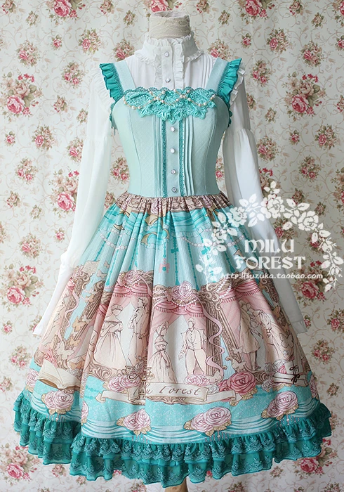 Princess tea party sweet lolita strap dress vintage lace bowknot vita alta abito vittoriano kawaii girl gothic lolita loli cos