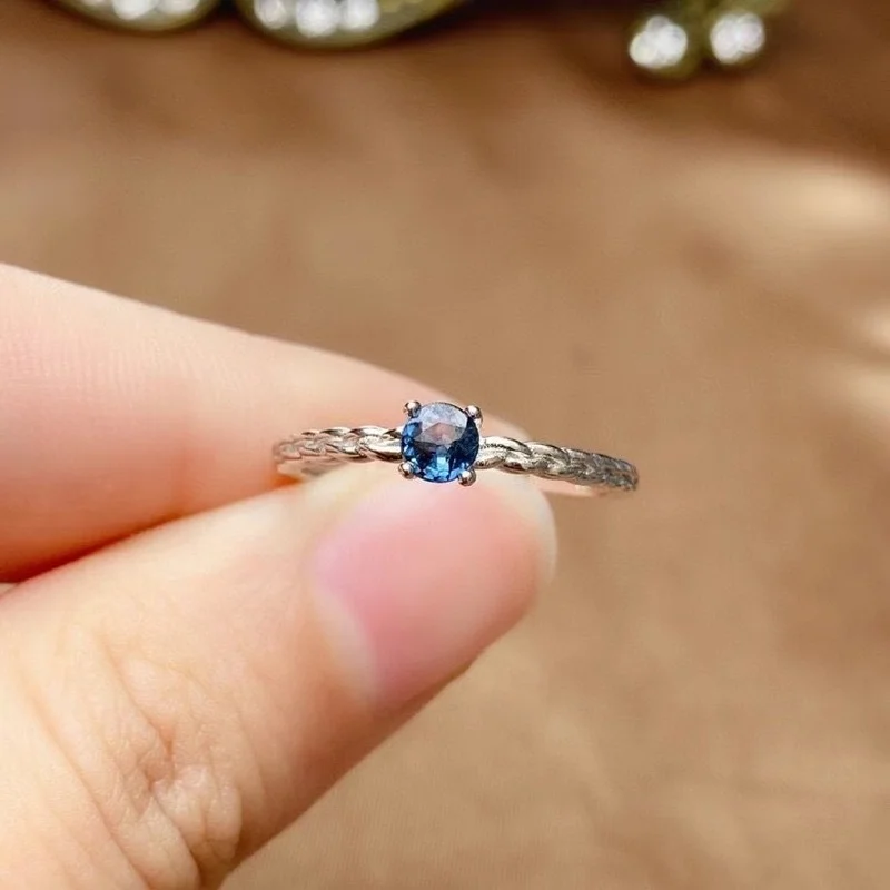 

100% Natural Royal Blue Sapphire Ring for Woman 4 Mm * 4mm VS Grade Sapphire Silver Jewelry 925 Sterling Silver Sapphire Wedding
