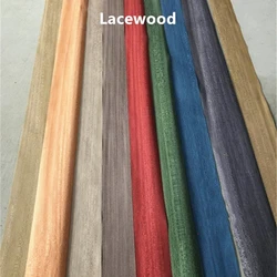 Custom Natural Genuine Dyed Platano Lacewood Wood Veneer for Furniture DIY about 0.3mm Green Red Blue Coffee Orange