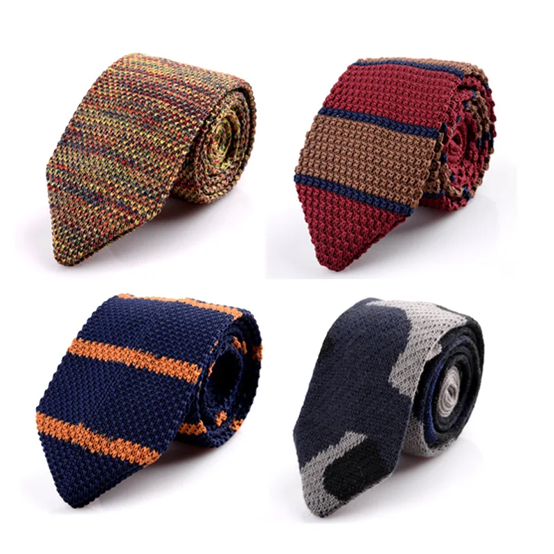 6CM Knitted Ties For Men Arrow Tie Knit Knitted Skinny Knitted Necktie Slim Gravatas Mens Wool Striped Ties Knitting