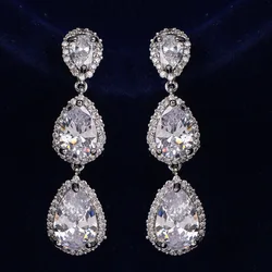 Ekopdee Luxury Cubic Zirconia Earrings For Women Classic Crystal Drop Earring Zircon Female Gift Wedding Jewelry 2021 Kolczyki