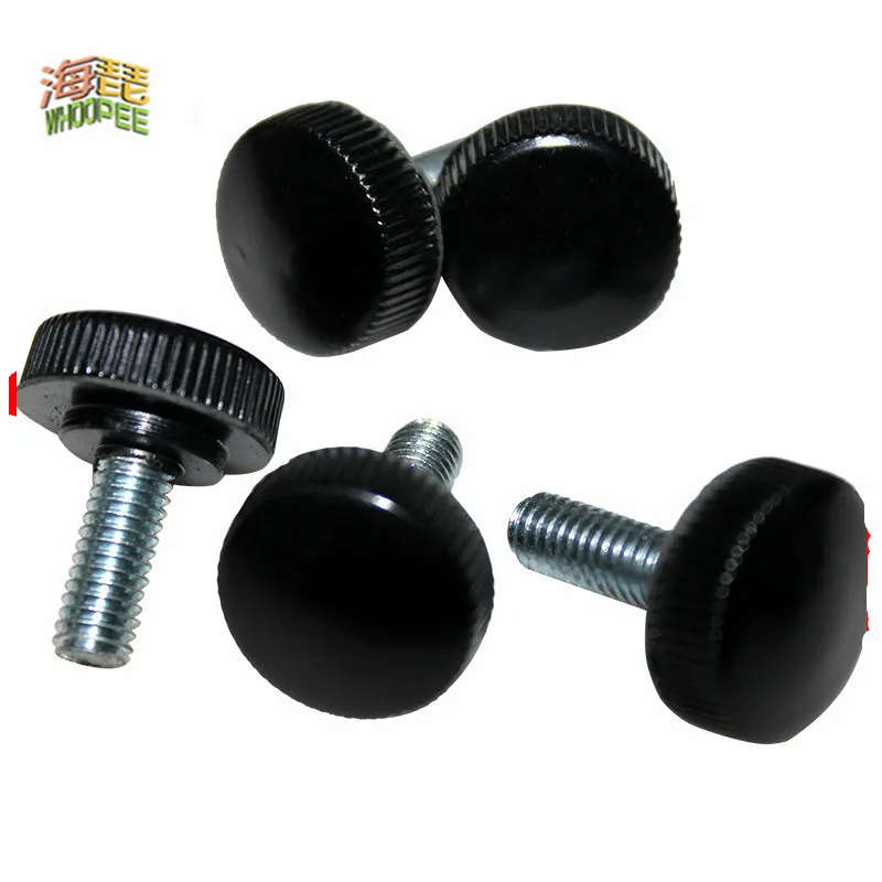 4 Pcs M5 M6 Black Bakelite hand screw Round /fillister head plastic hand screw (Head diameter 17mm)