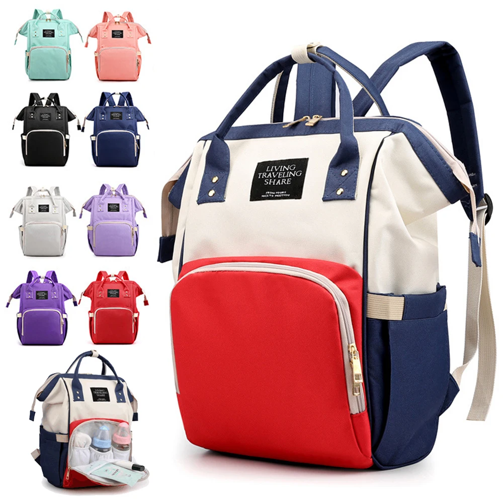 Mochila para mamães, bolsa multifuncional impermeável para fraldas, com zíper, grande capacidade, para viagem, cuidados com o bebê