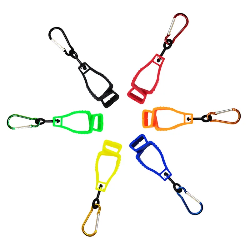 10pcs Lot Plastic Metal Alloy Work Glove Clip Working Gloves Hanger Clamp With Keychain Safety Labor Supplies