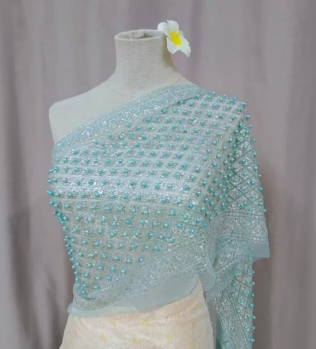 Thai Traditional Top Shawl Summer Women Shirt Bead Mesh Shiny Dance