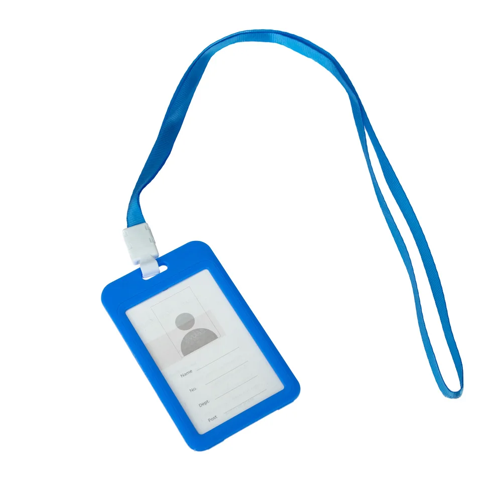 Soporte de tarjeta de identificación de Color, cordón, soporte de insignia, funda de identificación de nombre, doble transparente, exposición de