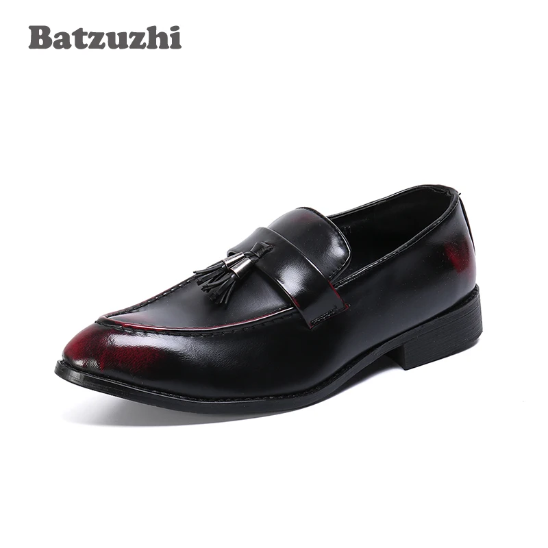 

Batzuzhi Formal Leather Dress Shoes Men Italian Style Vintage Metal Pointed Toe Chaussure Homme Business, Sizes US6-12