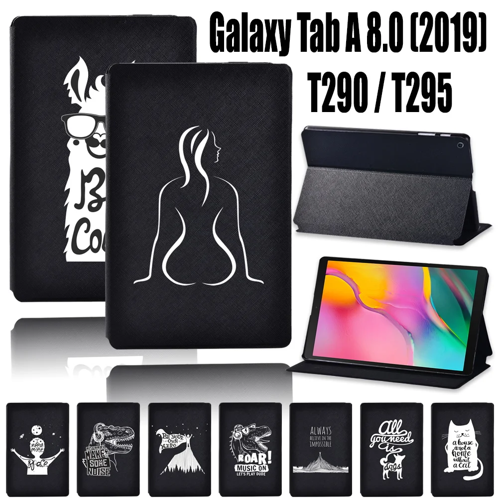 For Samsung Galaxy Tab A T295 /T290 (2019) 8.0 Inch PU Leather Tablet Protector Shell Print Pattern+ Free Stylus