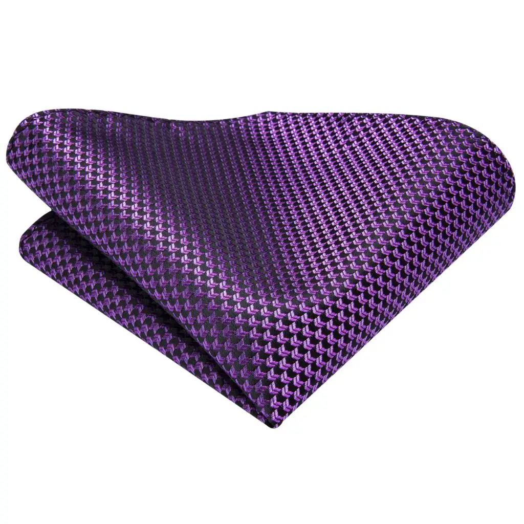 Purple Solid Mens Necktie Luxury 8.5cm Silk Business Tie Hanky Cufflinks Brooch Wedding Tie Gift For Men Hi-Tie Designer