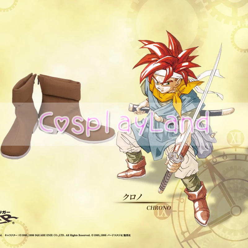 Chrono Trigger Cron-Botas de Cosplay para hombre y adulto, zapatos marrones, accesorios para fiesta de Halloween