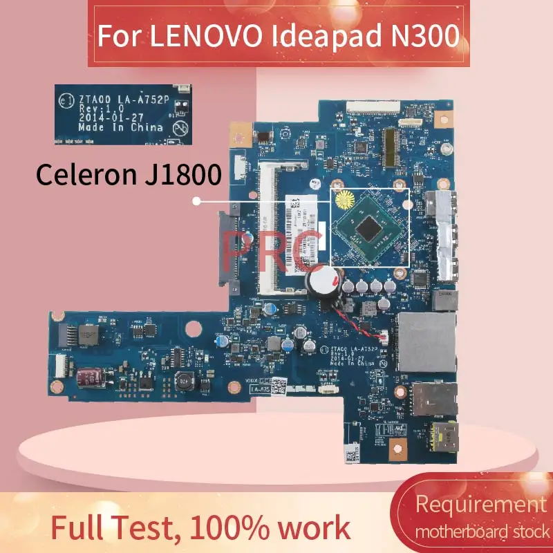 90007317 For LENOVO Ideapad N300 Celeron J1800 Laptop motherboard LA-A752P SR1UU DDR3 Mainboard