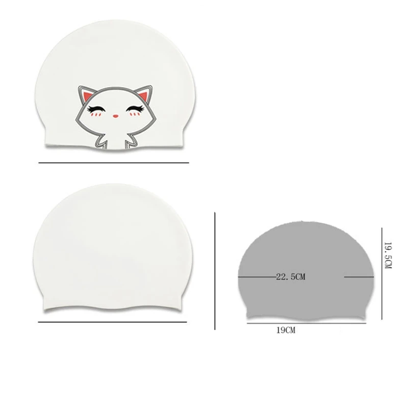 Thickened Cartoon Cat Swimming Cap Elastic Silicone Waterproof Long hair Ears Protect Personality Swim Caps For Women Girls