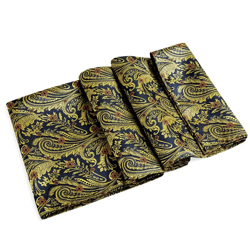 New Fashion Men Scarf Gold Jacquard Paisley 100% Silk Scarf Autumn Winter Casual Business Suit Shirt Soft Scarf Barry.Wang