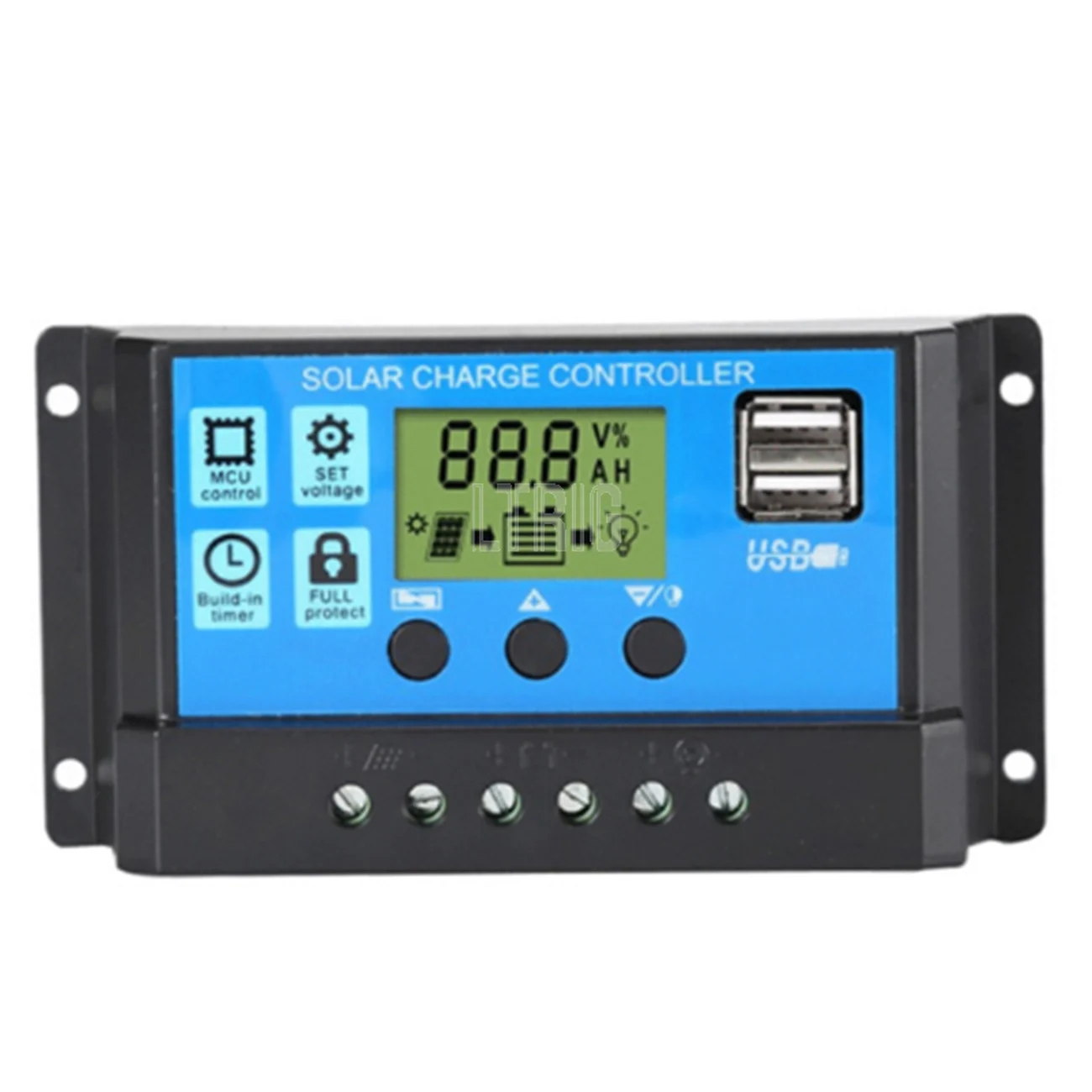 LTRIG custom 1Pcs 10A /20A/30A  12V 24V Auto Solar Charge Controller PWM Controllers LCD Dual USB 5V