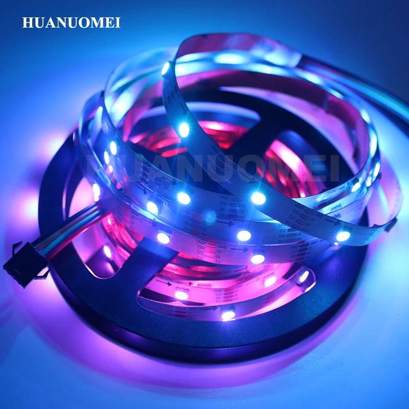 5M 48LEDs/M SK9822 Digital LED Pixel Strip Light 5V White PCB Non-Waterproof Flexible Ribbon Lamp for Bedroom Addressable