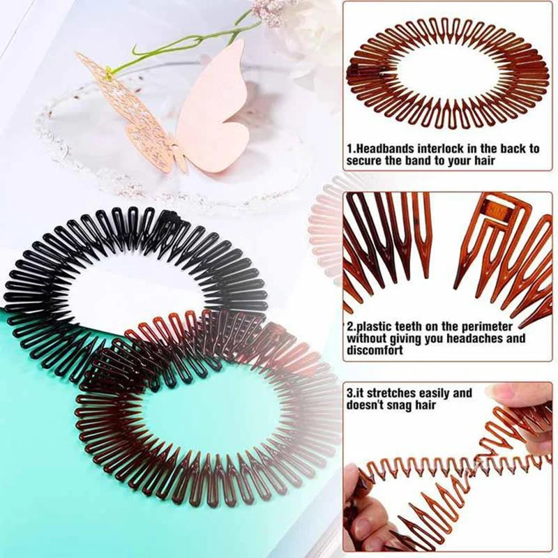 

Stretch Hair Comb Flexible Plastic Circle Spring Headband Hair Accessories for Women Girls LL@17