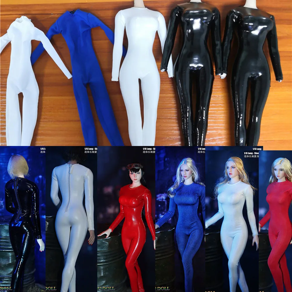 

1/6 Scale Fashion One-piece Tight Long Sleeve Women's Bodysuit Undercoat Jumpsuit Clothes Model for 12 inches Action Figure Body