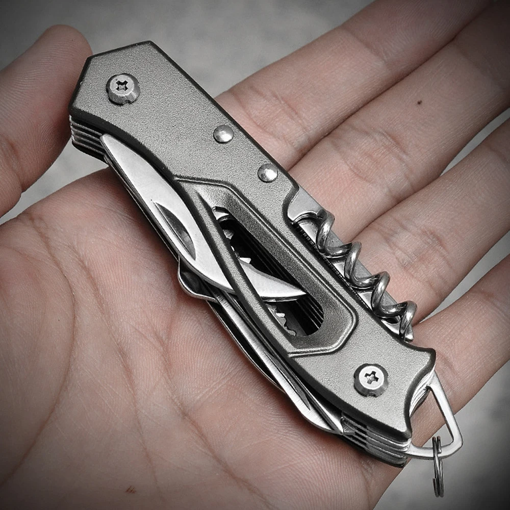 Outdoor Multifunctional Swiss Knife Camp Multitool Bottle Opener Folding Knife Portable Scissors Saw Military Fold Pocket Knife