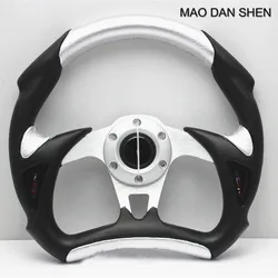 Car styling steering wheel / racing 13-inch steering wheel / universal PVC metal sports steering wheel black / silver / yellow