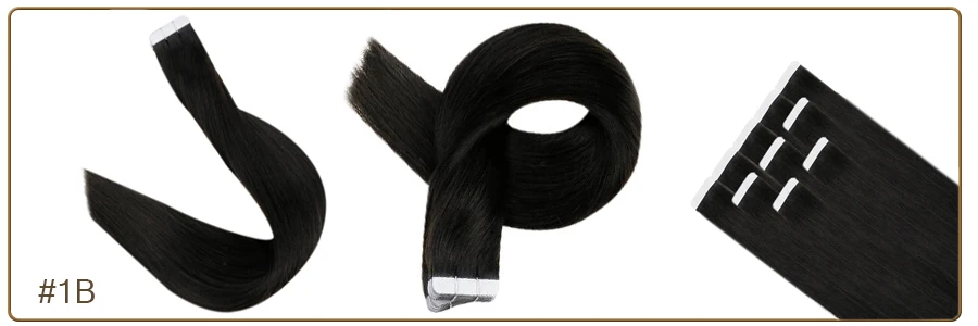 Full Shine Tape in Human Hair Extensions 20pcs Adhesive Skin Weft Pure Solid Color Glue on Woman Hair Machine Made Remy