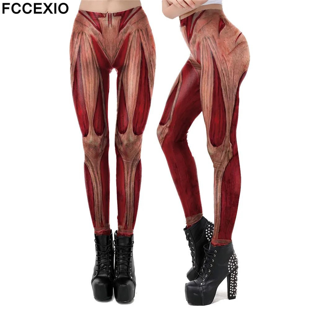 FCCEXIO Attack On Titan Fitness Leggings Women Anime Print High Waist Sexy Muscle Trousers Outdoor Casual Sports Workout Legging