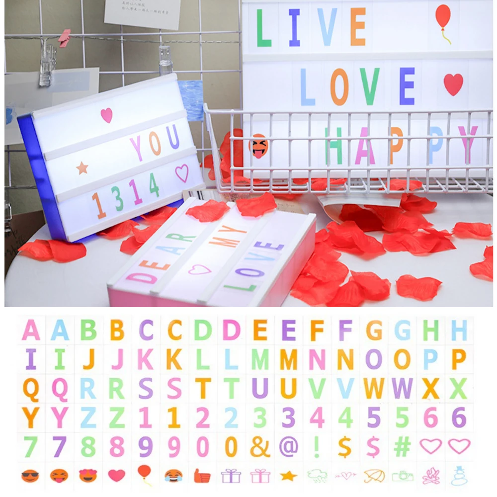 1 Set 96pcs Colorful Black Letter Cards for A4 A5 A6 light box