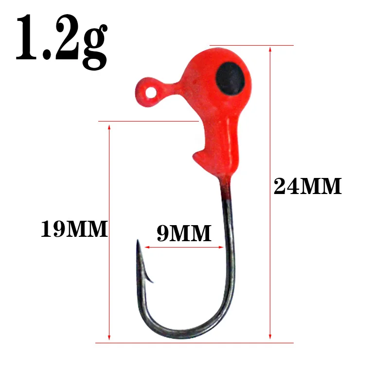 10Pcs/Lot Crank Color Mixing Jig Head Hook 1.2g Fishing Hook Lead Jig Lure Hard Baits Soft Worm Fishing Tackle Accessories