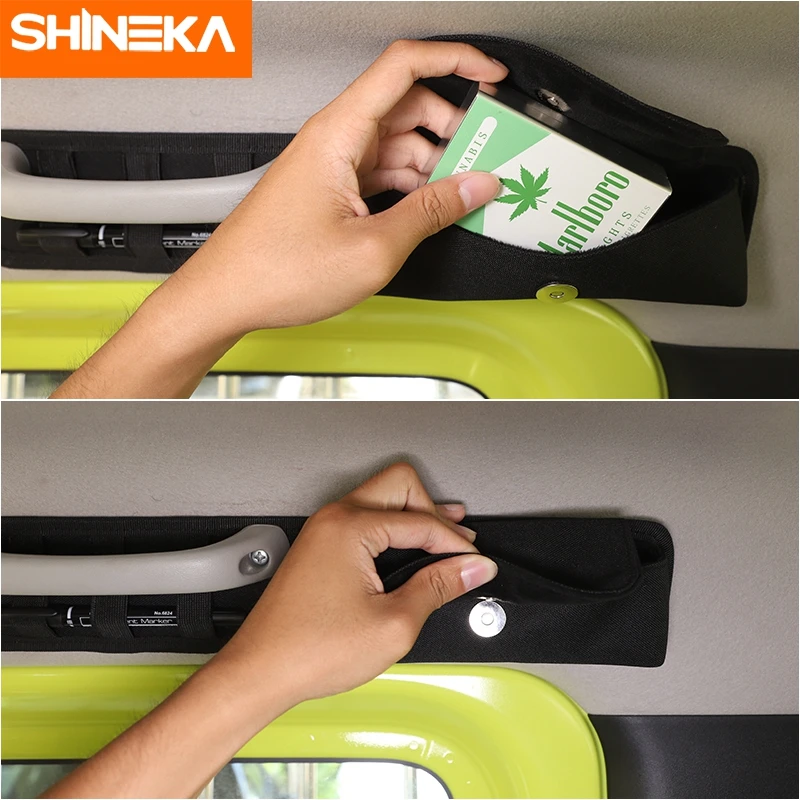 SHINEKA Stowing Tidying Black Car Top Grab Handle Storage Bag Sunglasses Bag Organizer Accessories For Suzuki Jimny 2010-2024 view 3