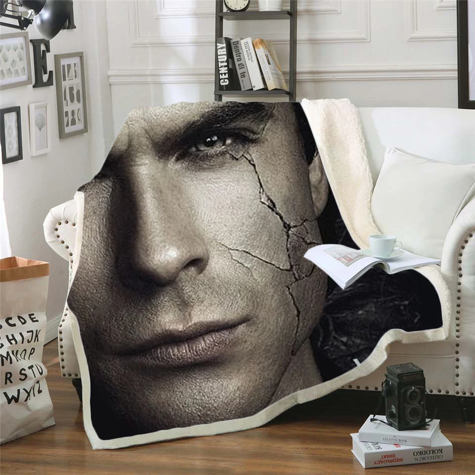 The Vampire Diaries 3d printed fleece blanket for Beds Hiking Picnic Thick Quilt Bedspread Sherpa Throw Blanket style-3