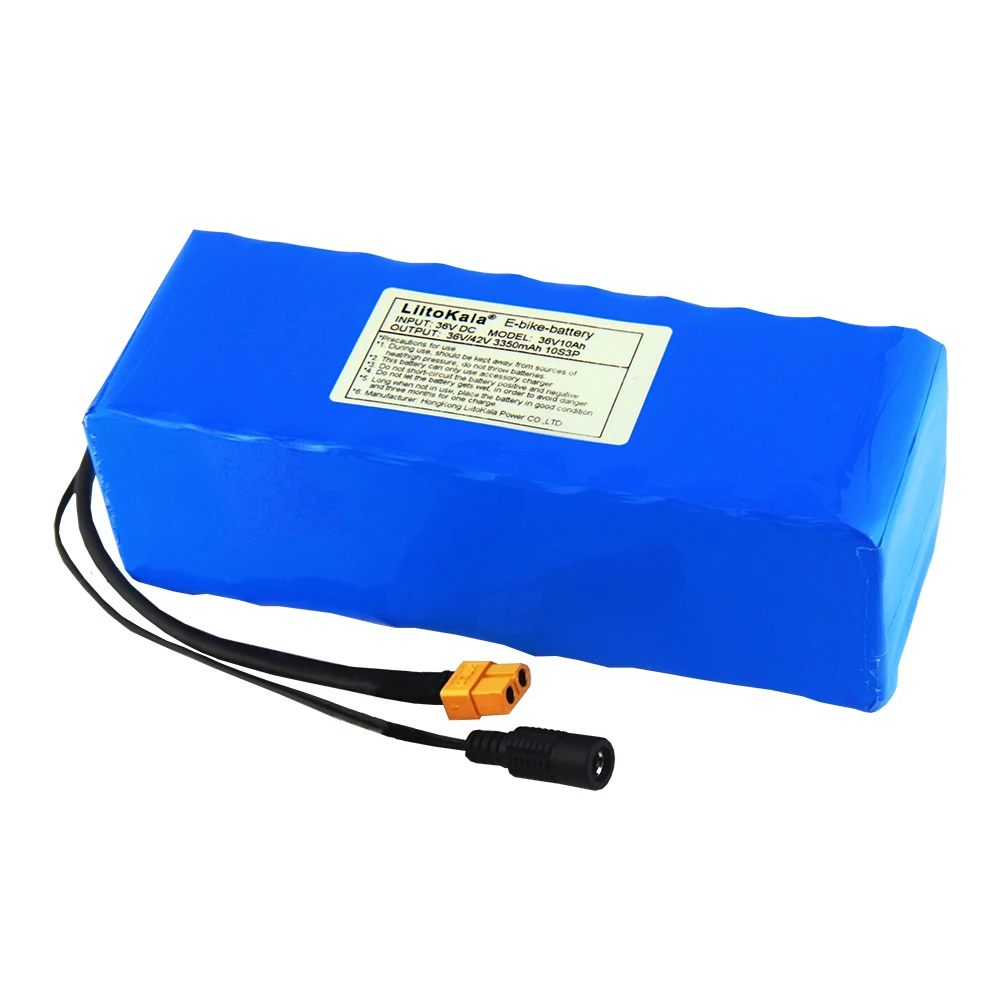 LiitoKala 36V 10AH Electric Bike Battery Built in 20A BMS Lithium Battery Pack 36 Volt Ebike Battery XT60 plug