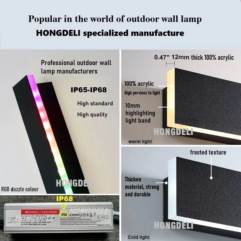 Nova lâmpada de parede rgb ao ar livre decoração de natal decoração interior ip65 7 cores atmosfera lâmpada jardim rgb varanda-f-luzes