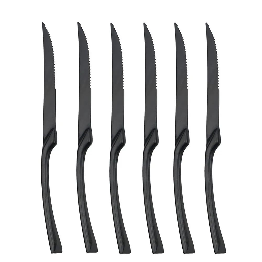 Steak Knife Silverware Creative Dinner Set Mirror Luxury Black Cutlery 304 Stainless Steel Dinnerware Set Steak Knife Forks