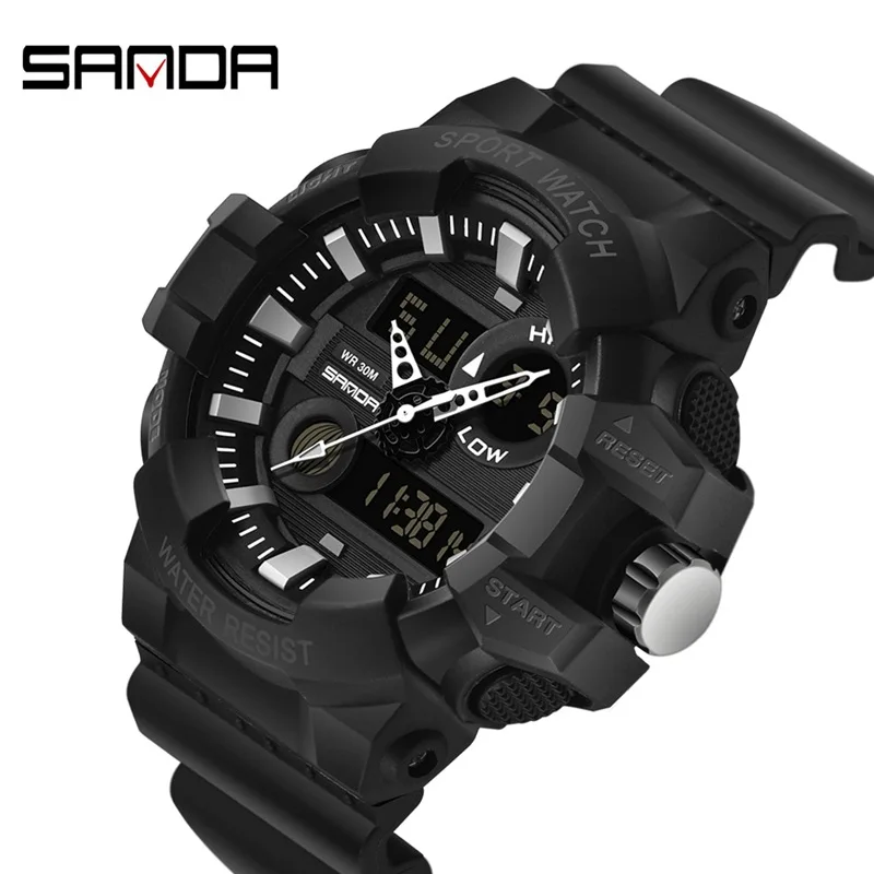 SANDA Sports Men\'s Watches Luxury LED Digital Military Quartz Watch Men Waterproof G Style Wristwatches relogio masculino Clock