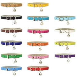 Adjustable Safety Elastic Necklaces Soft PU Leather Pet Collar with Bell for Small Dog Collar Puppy Kitty Pet Product