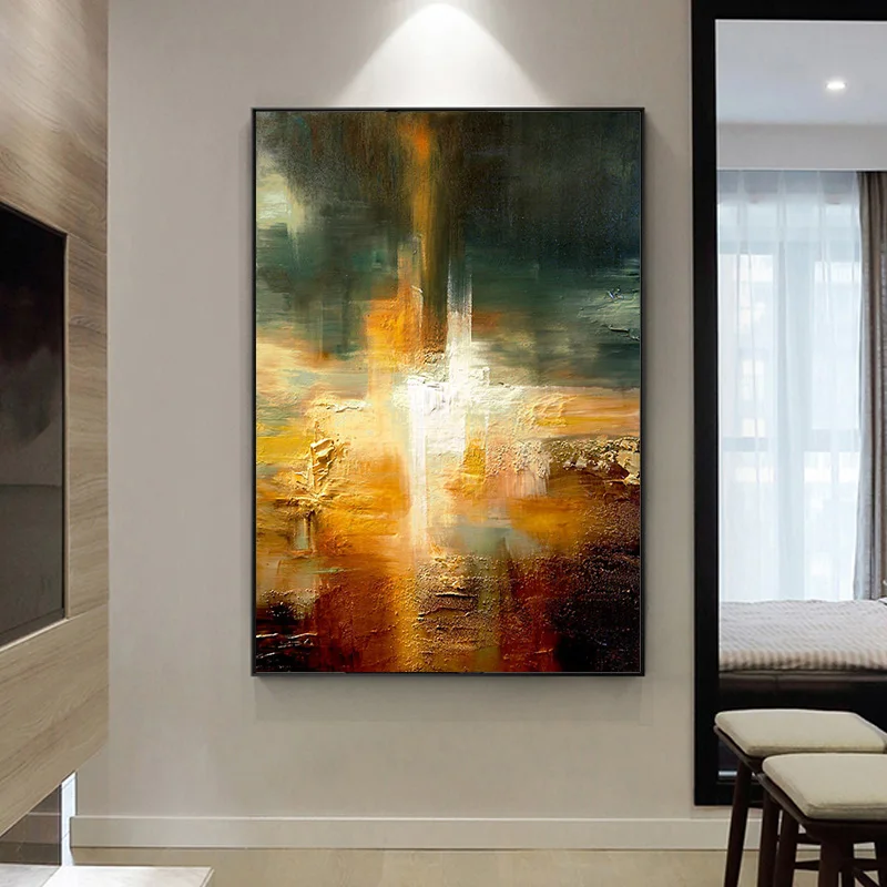 

Pure hand-painted Oil Painting Decorative Painting Abstract Color American Sharply Entrance Mural Paintings Nordic Style hand-ta