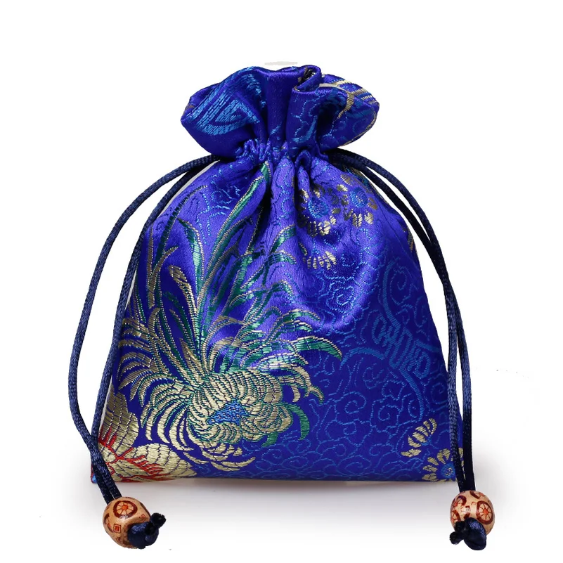 High Quality Embroidery Silk Gift Pouch 11x14cm Jewelry Travel Storage Pouch Mini Candy Jute Packing Bags for Gift Bag (1pc/lot)