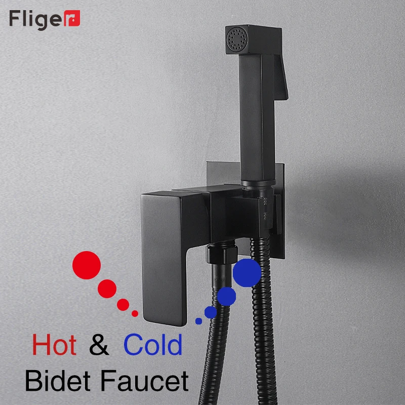 Fliger Brass Bidets Portable Bidet Sprayer Handheld Toilet Bidet Sprayer Hot Cold Water Bathroom Toilet Faucet Hygienic Shower