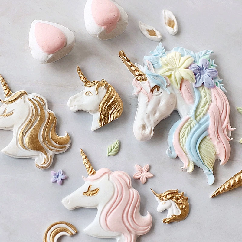 Unicorn Horns Cake Mold Rainbow Unicorn Chocolate Fondant Molds Silicone Kitchen Baking Cake Tools DIY Birthday Party Decor