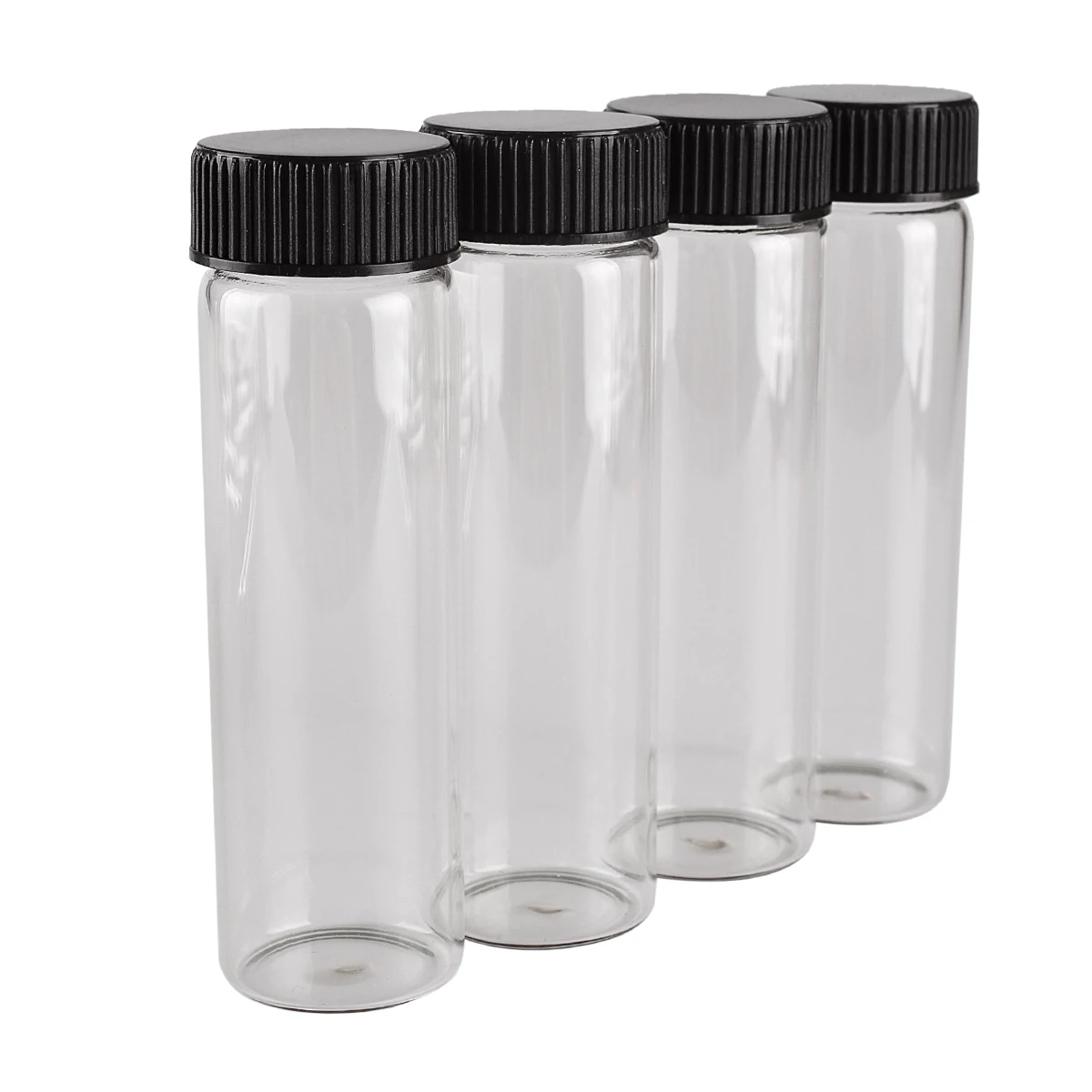 5pcs 50ml 30*100mm Glass Jars with Black Plastic Caps Glass bottle Spice Jars Potion bottles Glass Vials For DIY Craft