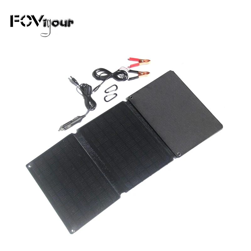 Fovigour 40W Foldable ETFE Solar Panel Portable Solar Charger with Dual 5V USB Ports & 12V DC for Cell Phone and 12V Batteries