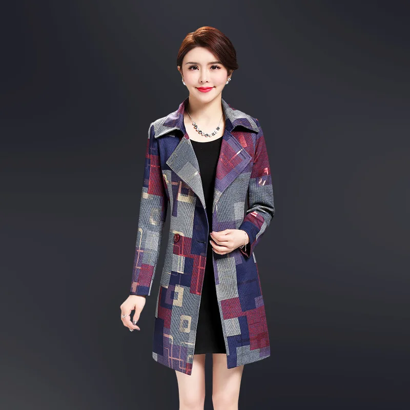 

Casaco Feminino Women Coat Plus Size Plaid Windbreaker Trench Coat For Women Long Coats Ladies Especially Female KJ135