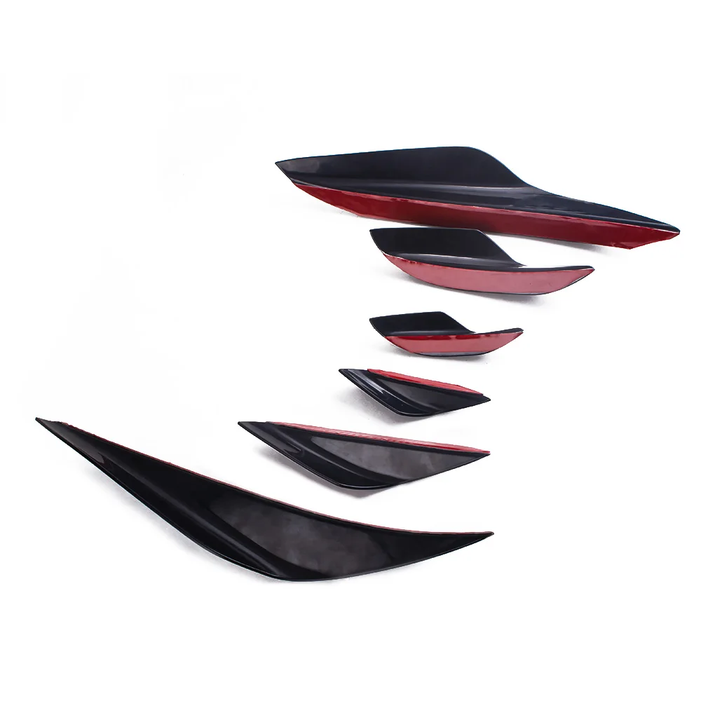 RASTP- Front BumperLip Splitter Fin Air Knife Auto Body Kit Valence Chin Accessory Car Spoiler Canards Black RS-LKT027