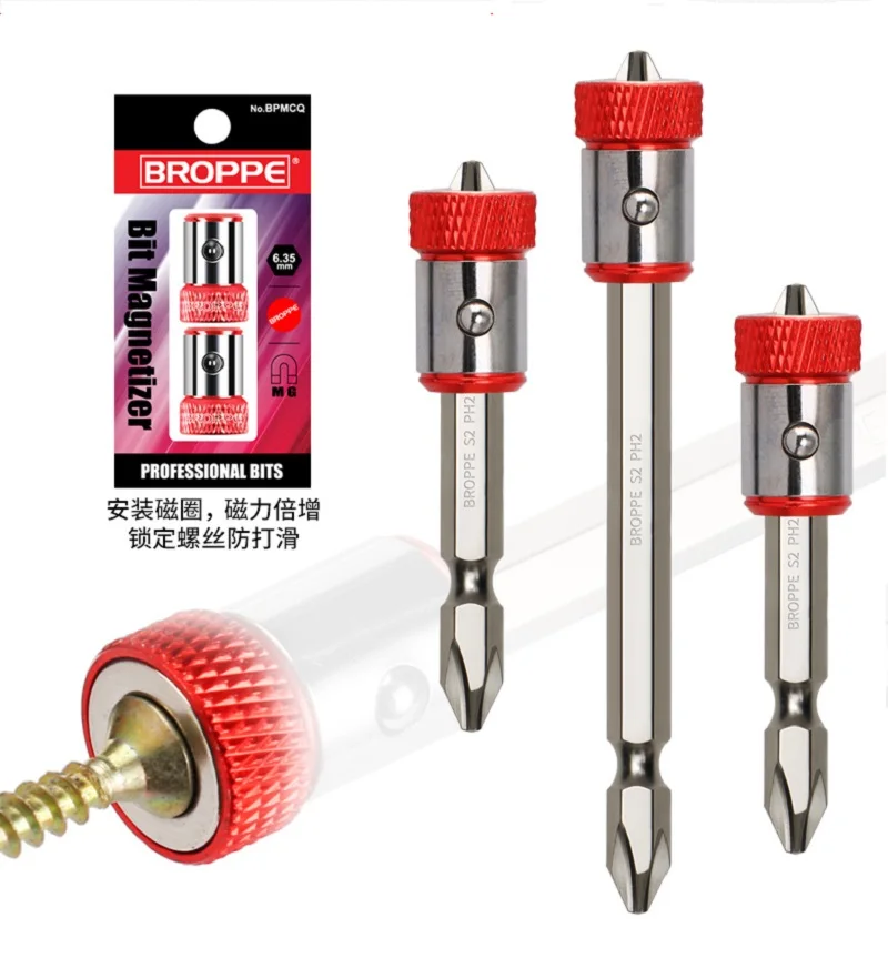 Mới 1/4 ''6.35mm PH2 Vít với Magnetizer Định Vị Nhẫn Chuôi Lục Giác thuật Điện