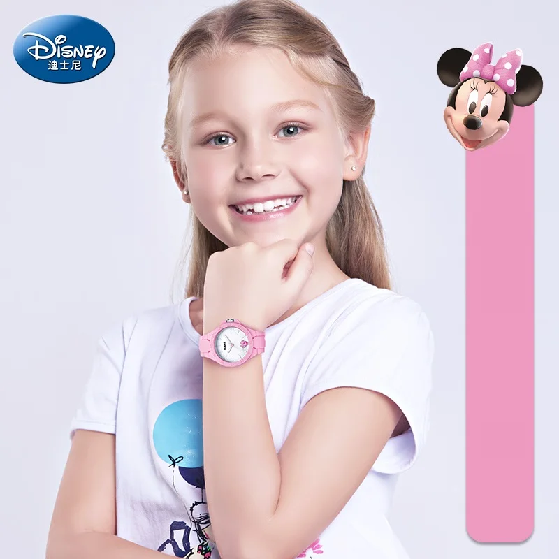 Disney Micky Mouse Minnie Cartoon Children Casual Quartz Wristwatches Silicone Luminous Japan Quartz Boys Girls Kids Gift Clock