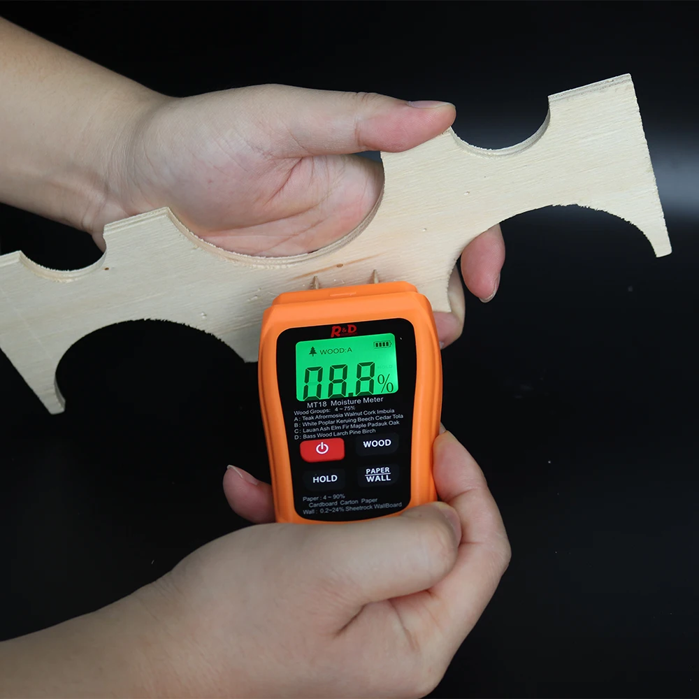NEW MT-18 Orange 0-99.9% Two Pins Digital Wood Moisture Meter Paper Humidity Tester Wall Hygrometer Timber Damp Detector