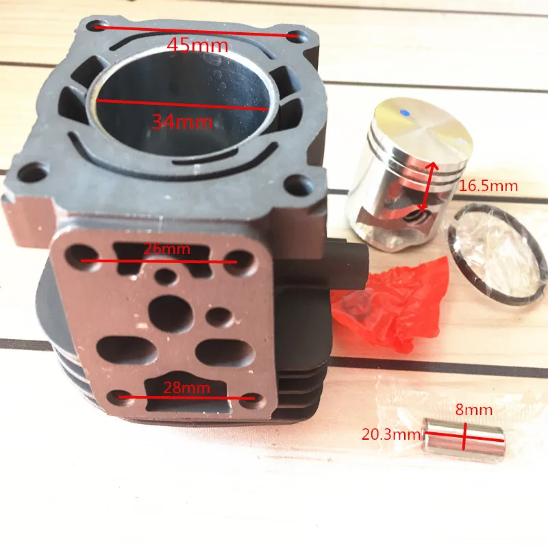Imagem -02 - Cilindro & Pistão Kit se Encaixa para Stihl Hs82r Hs82rc Hs82t Hs87t Hedge Trimmer Peças de Reposição Cilindro Assy Conjuntos 34 mm