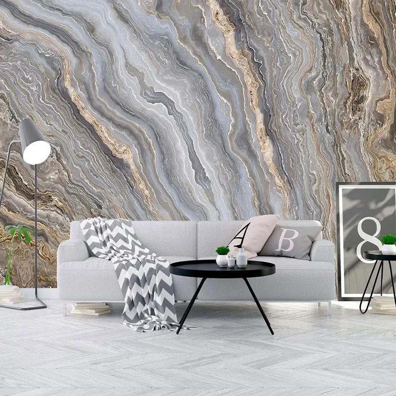 Custom 3D Photo Wallpaper Modern Abstract Stone Pattern Golden Marble Mural Papel De Parede Living Room TV Background Wall Art