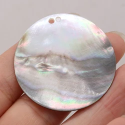 3 Pcs Natural Round Black Mother-of-pearl Shell Pendant Loose Beads DIY Retro Charm Necklace Earrings Jewelry Accessories Making